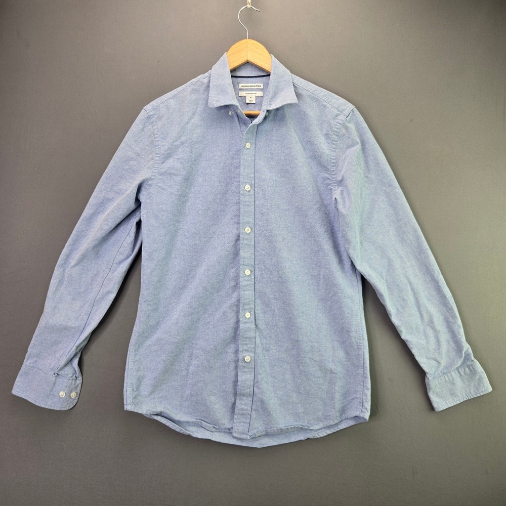 Amazon Essentials Shirt Slim Fit Oxford Button Up M Blue Long Sleeve Cotton 3910
